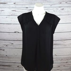 Daniel Rainn Short Sleeved Black V-Neck Blouse